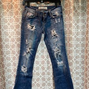 Hollister Ripped/ Paint Splattered Flare Jeans
